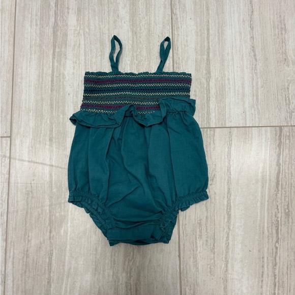Baby Gap Girls Jade Green Smocked Shorty One Piece Size 3-6 Months - Picture 1 of 3